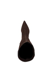 Dune London Brown Smoothly Kitten Heel Point Knee Boots - Image 5 of 6