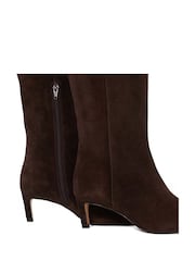 Dune London Brown Smoothly Kitten Heel Point Knee Boots - Image 6 of 6