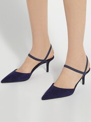 Dune London Blue Wide Fit Classical Elasticated Open Court Shoes - Image 1 of 6