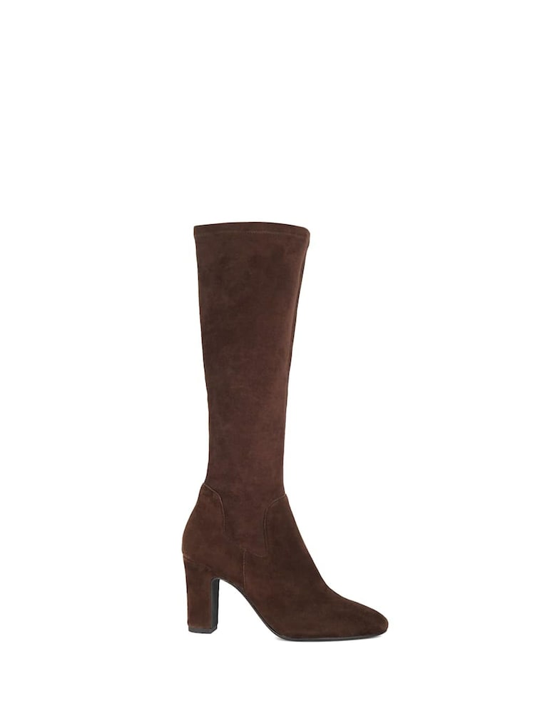 Dune London Brown Simple Stretch Knee Boots - Image 2 of 6 Dune London Brown Simple Stretch Knee Boots - Image 2 of 6