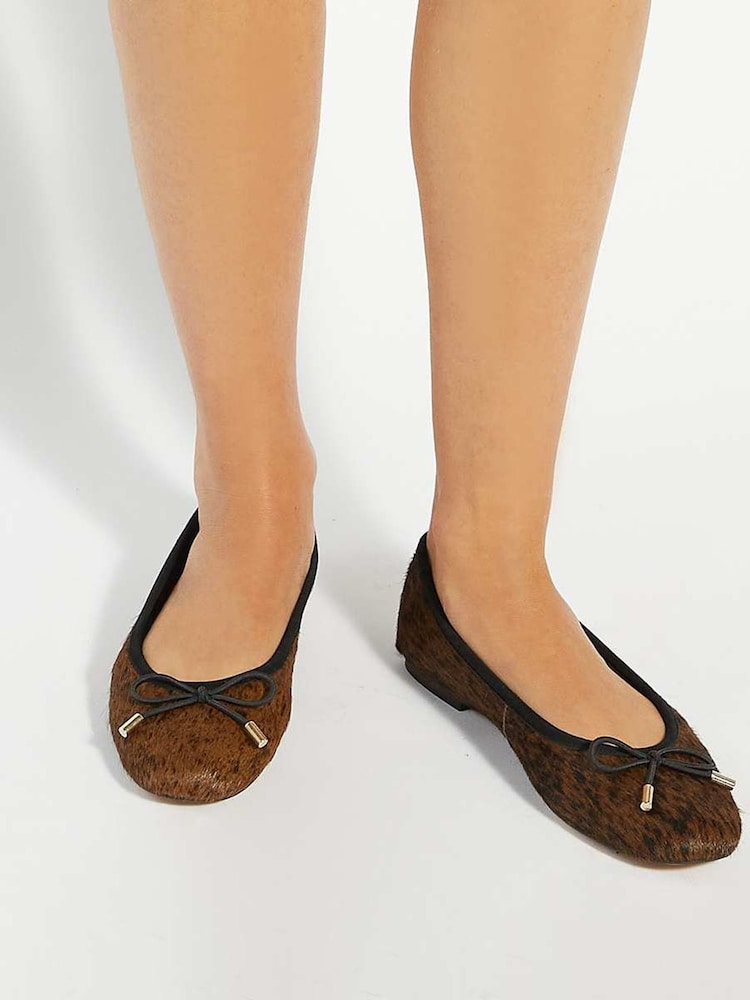 Dune London Brown Highest Flexible Sole Contrast Ballet Pumps - Image 1 of 6 Dune London Brown Highest Flexible Sole Contrast Ballet Pumps - Image 1 of 6