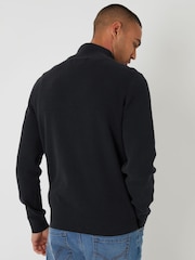 Threadbare Black Cotton Blend Knitted Quarter Zip Jumper - Image 2 of 4