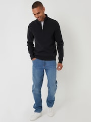 Threadbare Black Cotton Blend Knitted Quarter Zip Jumper - Image 3 of 4