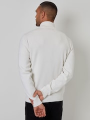 Threadbare White Cotton Blend Knitted Quarter Zip Jumper - Image 2 of 4