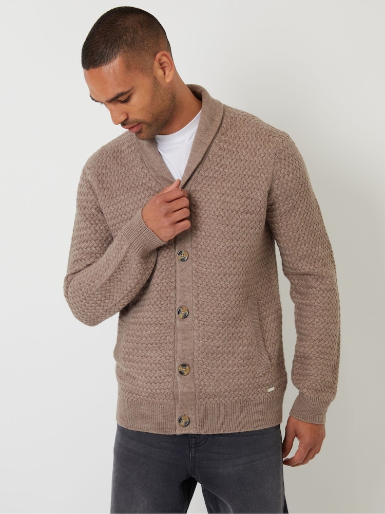 Threadbare Brown Shawl Collar Knitted Cardigan - Image 1 of 4 Threadbare Brown Shawl Collar Knitted Cardigan - Image 1 of 4