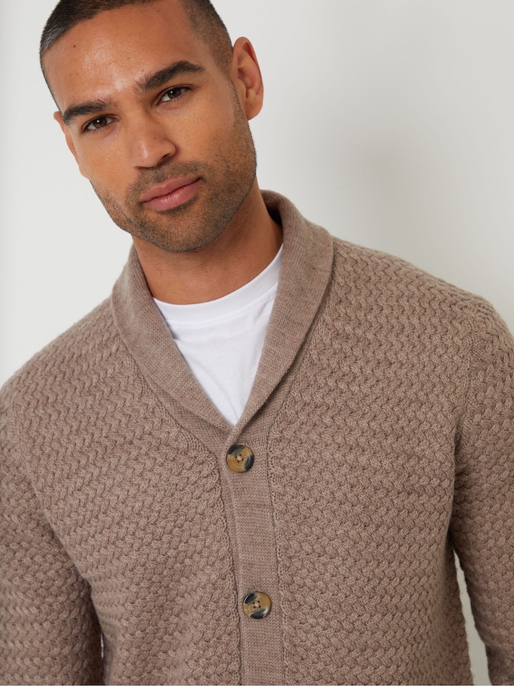 Threadbare Brown Shawl Collar Knitted Cardigan - Image 4 of 4 Threadbare Brown Shawl Collar Knitted Cardigan - Image 4 of 4
