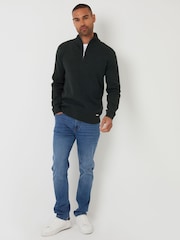 Threadbare Green Cotton Blend Knitted Quarter Zip Jumper - Image 2 of 4