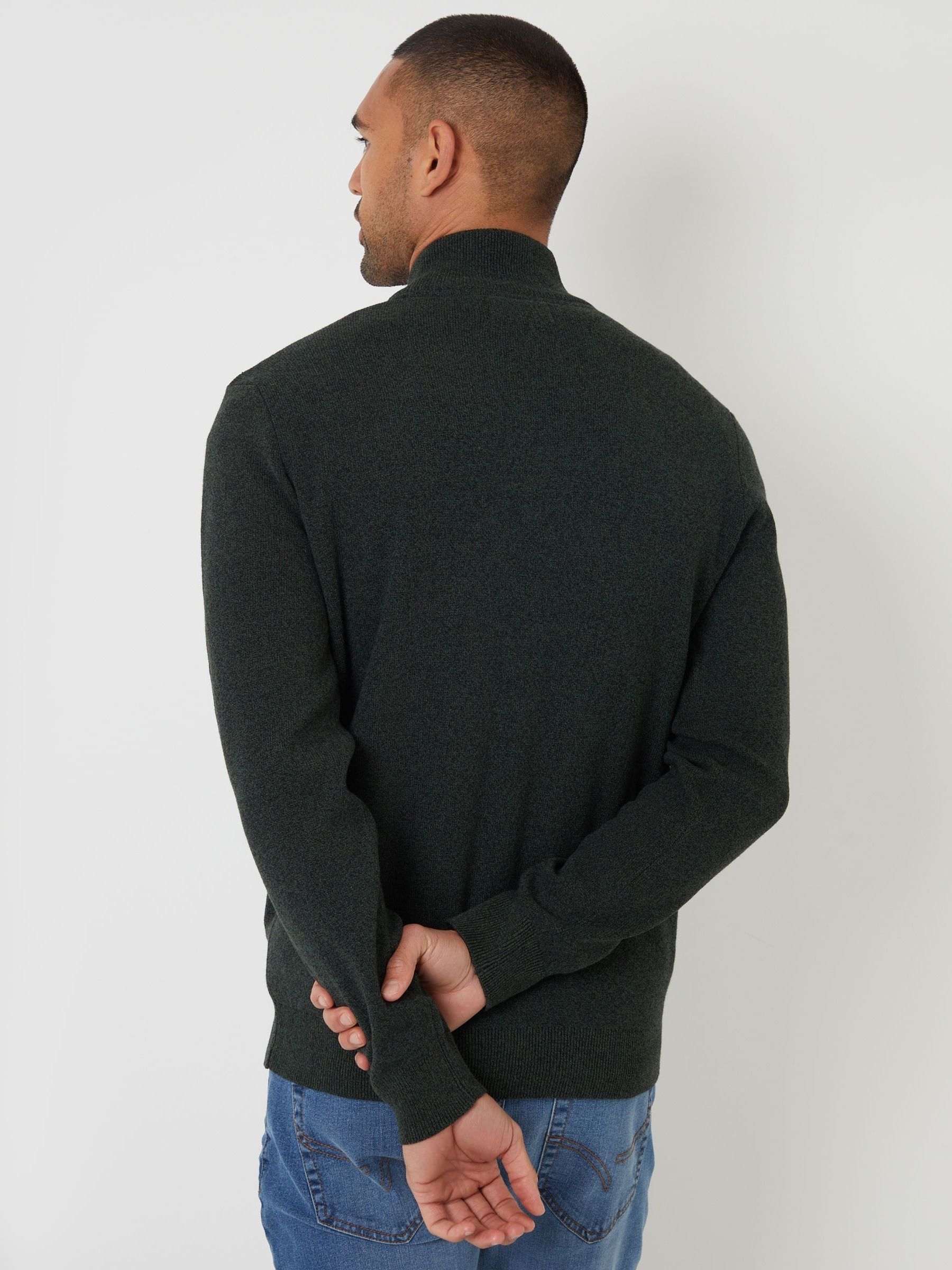 Buy Threadbare Khaki Cotton Blend Knitted Quarter Zip Jumper from
