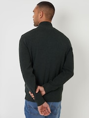 Threadbare Green Cotton Blend Knitted Quarter Zip Jumper - Image 3 of 4