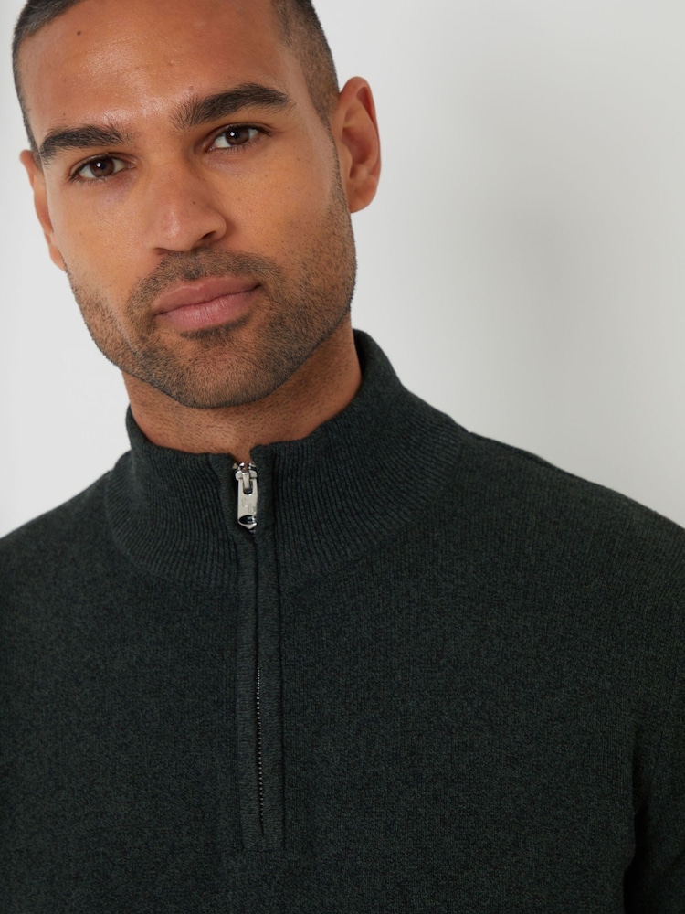 Threadbare Green Cotton Blend Knitted Quarter Zip Jumper - Image 4 of 4