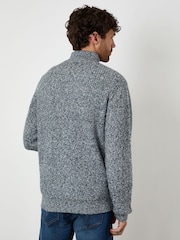 Threadbare Blue Knitted Quarter Zip Jumper - Image 3 of 5