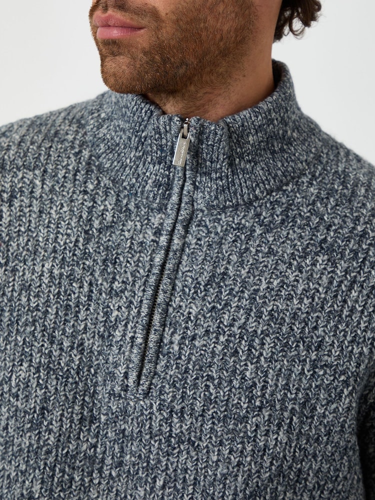 Threadbare Blue Knitted Quarter Zip Jumper - Image 5 of 5 Threadbare Blue Knitted Quarter Zip Jumper - Image 5 of 5