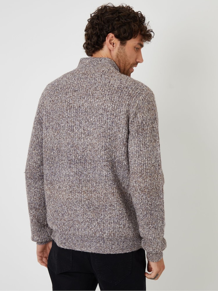 Threadbare Brown Knitted Quarter Zip Jumper - Image 2 of 4 Threadbare Brown Knitted Quarter Zip Jumper - Image 2 of 4