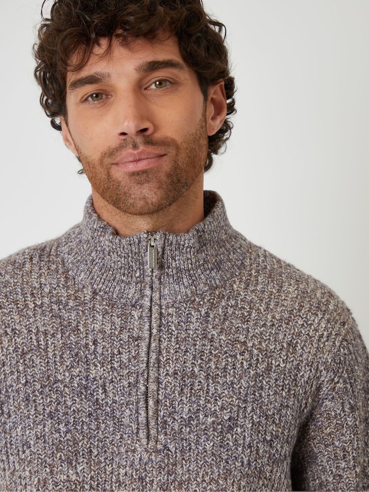 Threadbare Brown Knitted Quarter Zip Jumper - Image 4 of 4 Threadbare Brown Knitted Quarter Zip Jumper - Image 4 of 4