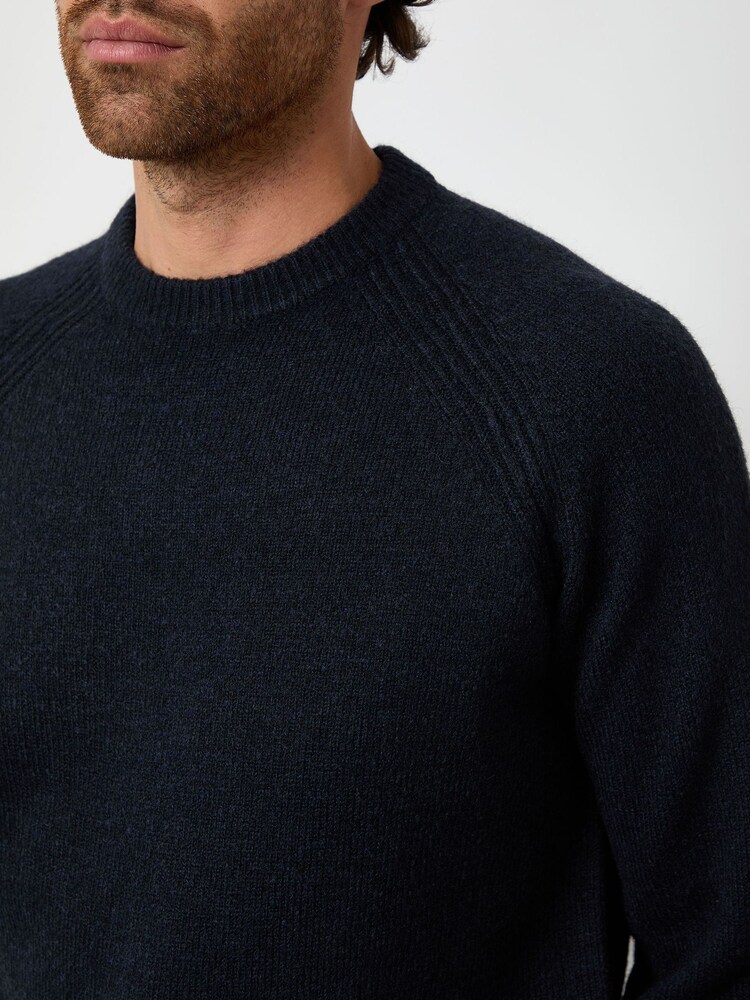 Threadbare Blue Raglan Rib Knitted Crew Neck Jumper - Image 4 of 4 Threadbare Blue Raglan Rib Knitted Crew Neck Jumper - Image 4 of 4