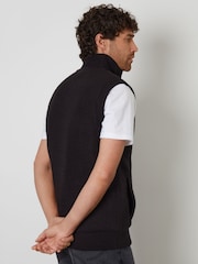 Threadbare Black Knitted Quilted Gilet - Image 2 of 4