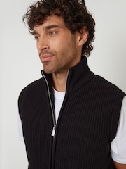 Threadbare Black Knitted Quilted Gilet - Image 4 of 4