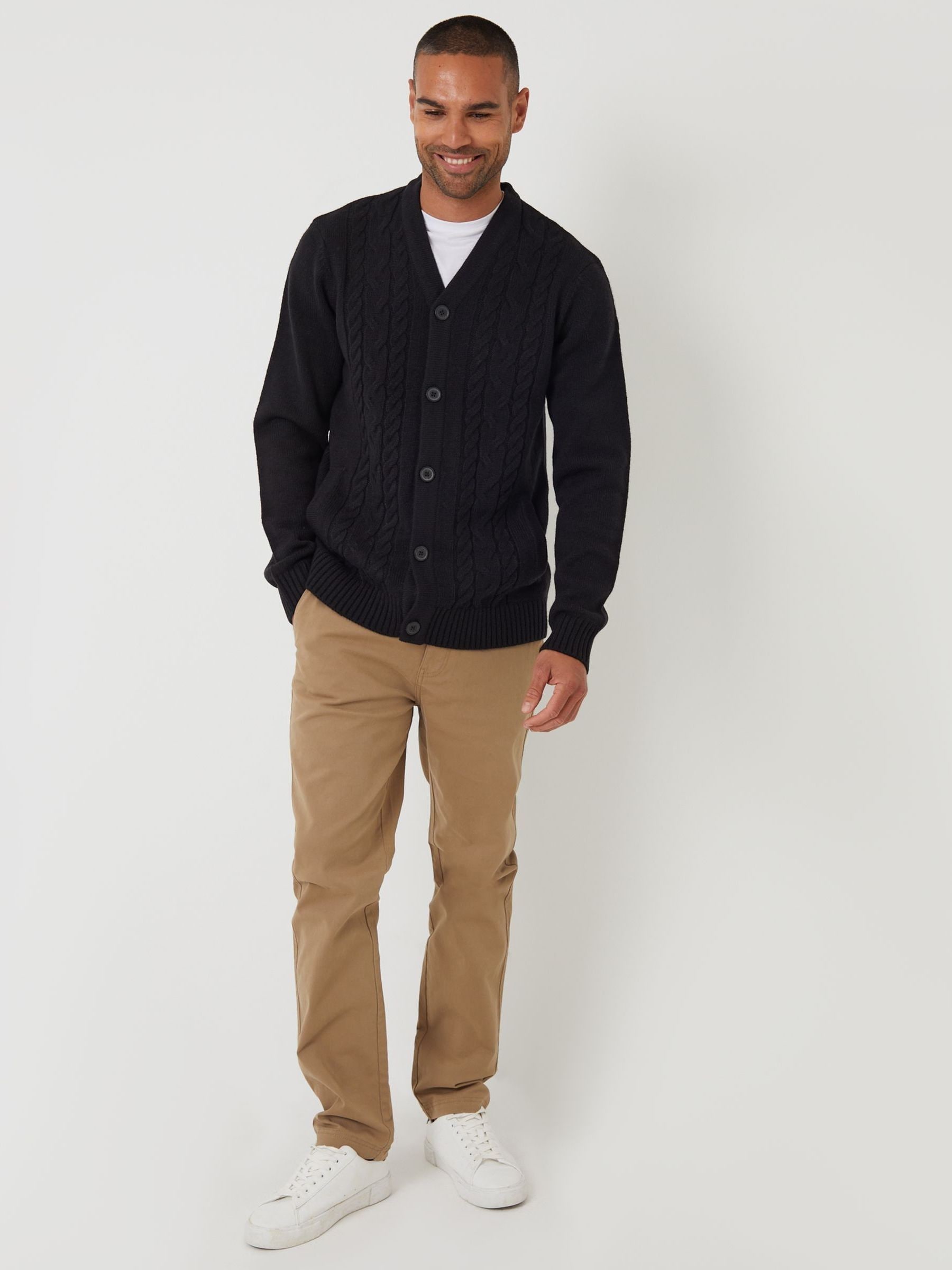 Buy Threadbare Black Cable Knit Detail V-Neck Cardigan from Next USA