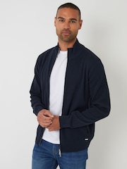 Threadbare Blue Knitted Zip Up Funnel Neck Cardigan - Image 1 of 4