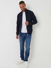 Threadbare Blue Knitted Zip Up Funnel Neck Cardigan - Image 2 of 4