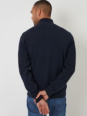 Threadbare Blue Knitted Zip Up Funnel Neck Cardigan - Image 4 of 4