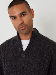 Threadbare Black Mock T-Shirt Funnel Neck Cable Knit Jumper - Image 4 of 4