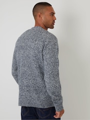 Threadbare Blue Knitted Button Up Cardigan - Image 4 of 5
