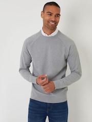 Threadbare Grey Mock Shirt Raglan Knitted Jumper - Image 1 of 4