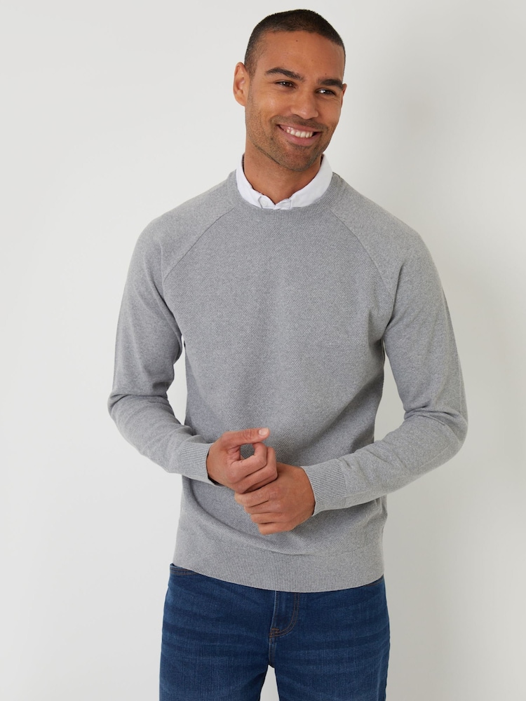 Threadbare Grey Mock Shirt Raglan Knitted Jumper - Image 1 of 4