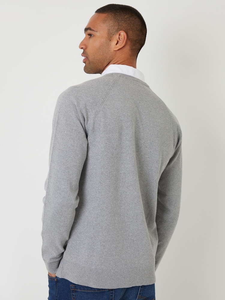 Threadbare Grey Mock Shirt Raglan Knitted Jumper - Image 2 of 4