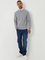 Threadbare Grey Mock Shirt Raglan Knitted Jumper - Image 3 of 4