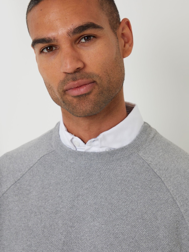 Threadbare Grey Mock Shirt Raglan Knitted Jumper - Image 4 of 4