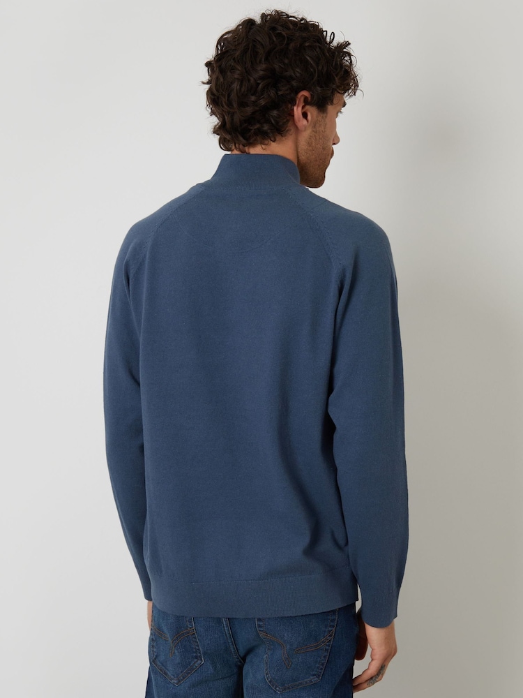 Threadbare Light Blue Mock T-Shirt Textured Knit Quarter Zip Jumper - Image 2 of 4 Threadbare Light Blue Mock T-Shirt Textured Knit Quarter Zip Jumper - Image 2 of 4