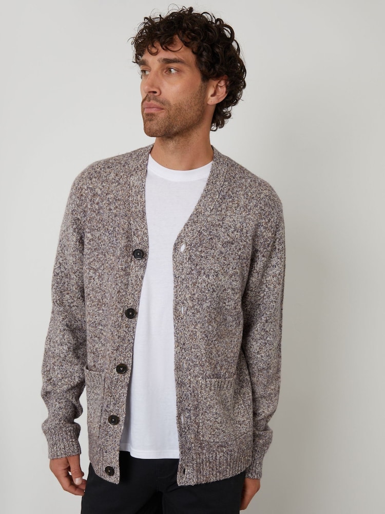 Threadbare Brown Knitted Button Up Cardigan - Image 2 of 5 Threadbare Brown Knitted Button Up Cardigan - Image 2 of 5