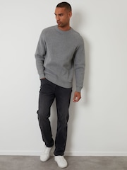 Threadbare Grey Saddle Sleeve Knitted Crew Neck Jumper - Image 2 of 4