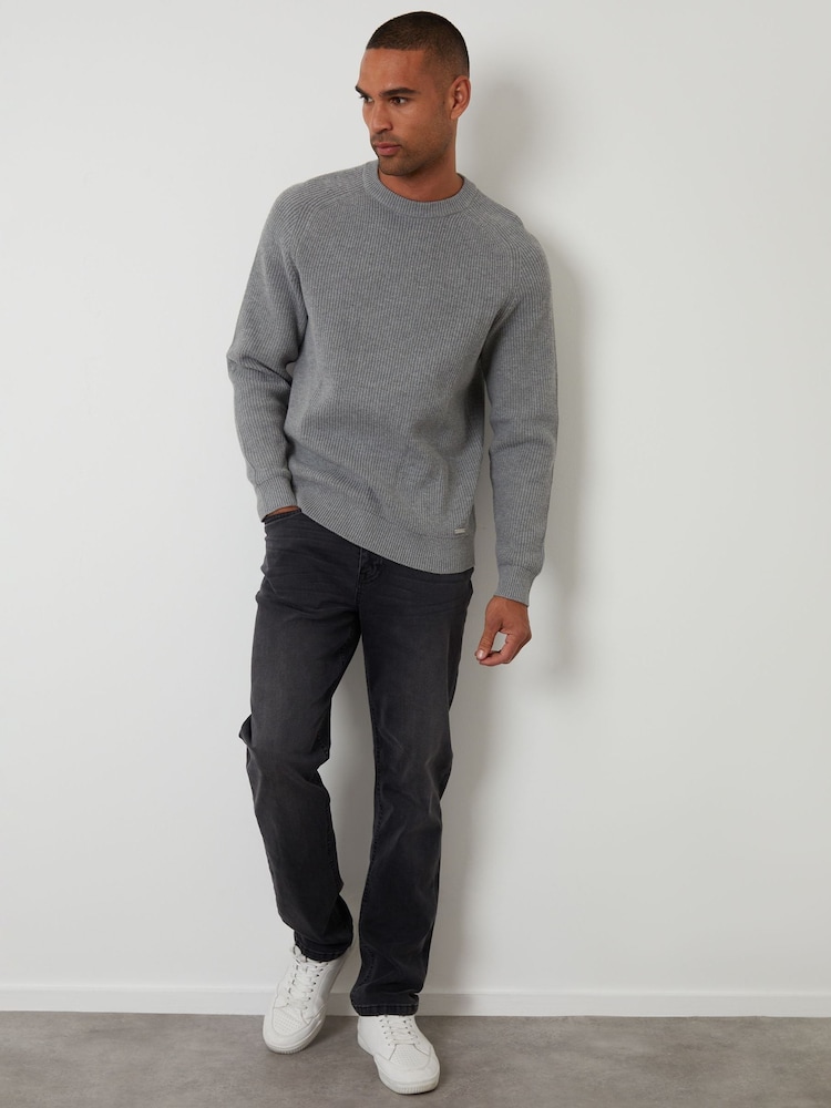 Cinza - Threadbare Saddle Sleeve Knitted Crew Neck Jumper - Imagem 2 de 4 Cinza - Threadbare Saddle Sleeve Knitted Crew Neck Jumper - Imagem 2 de 4
