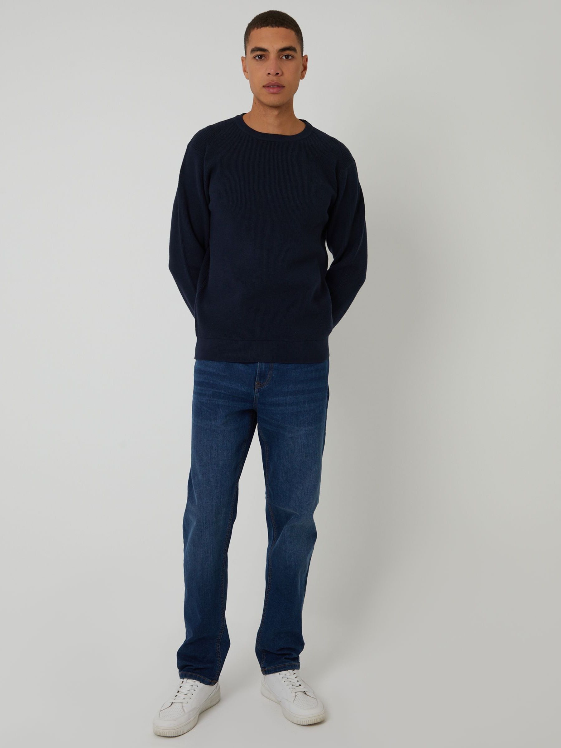 Buy Threadbare Blue Rib Knit Crew Neck Jumper from the Next UK online shop