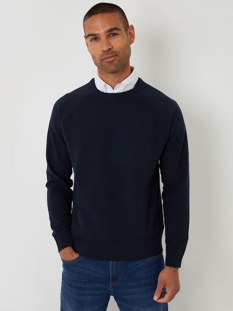 Threadbare Blue Mock Shirt Raglan Knitted Jumper - Image 1 of 4 Threadbare Blue Mock Shirt Raglan Knitted Jumper - Image 1 of 4