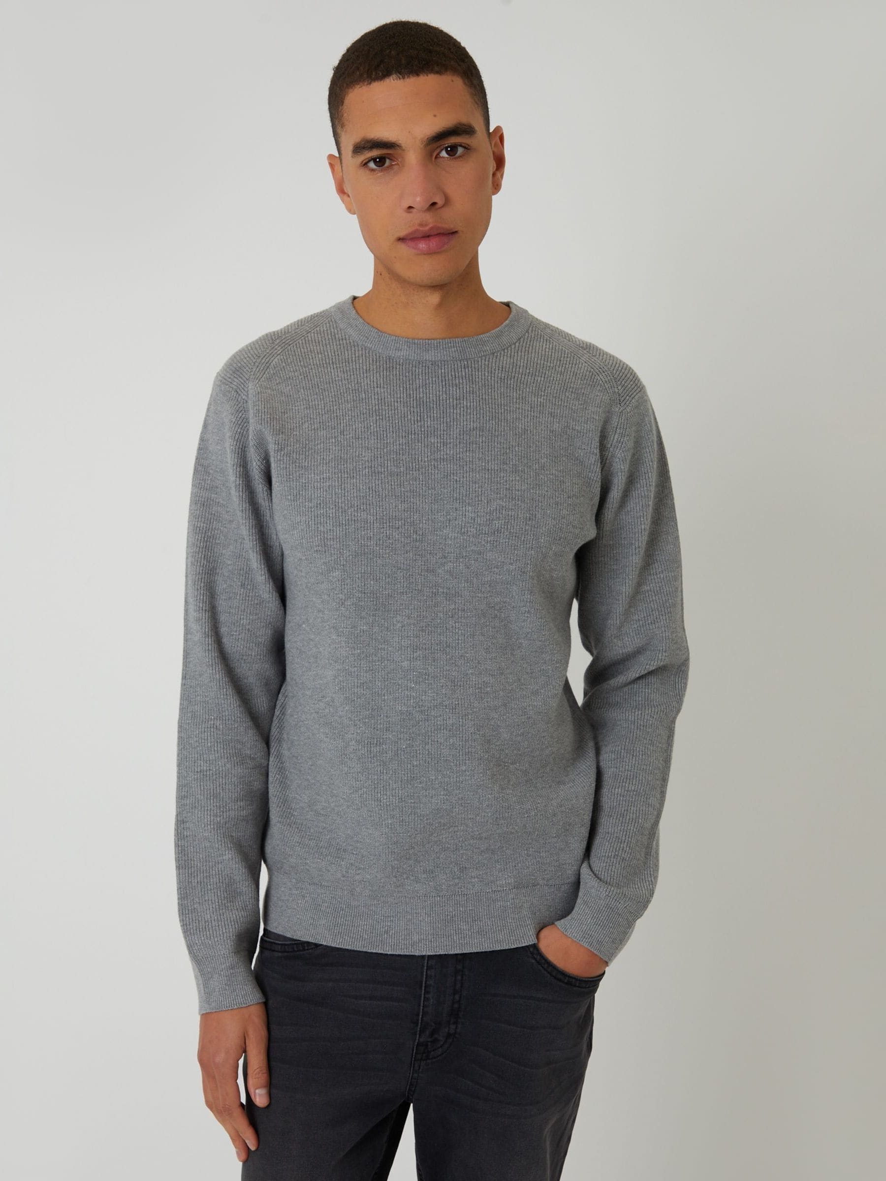 トップス ENDS AND MEANS / Crew Neck Knit Buy Threadbare Grey Rib Knit Crew Neck Jumper from Next USA