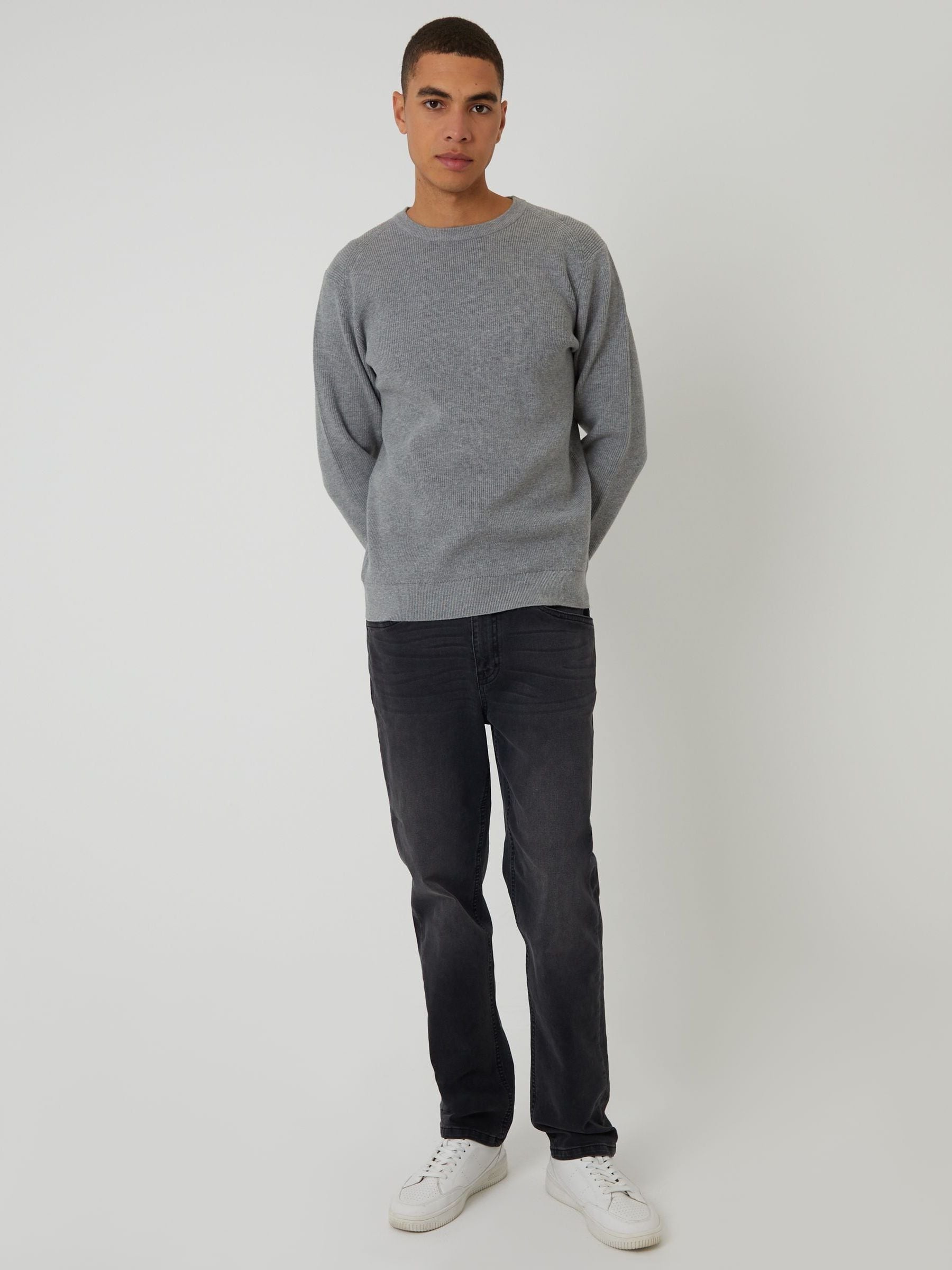 Buy Threadbare Grey Rib Knit Crew Neck Jumper from Next USA