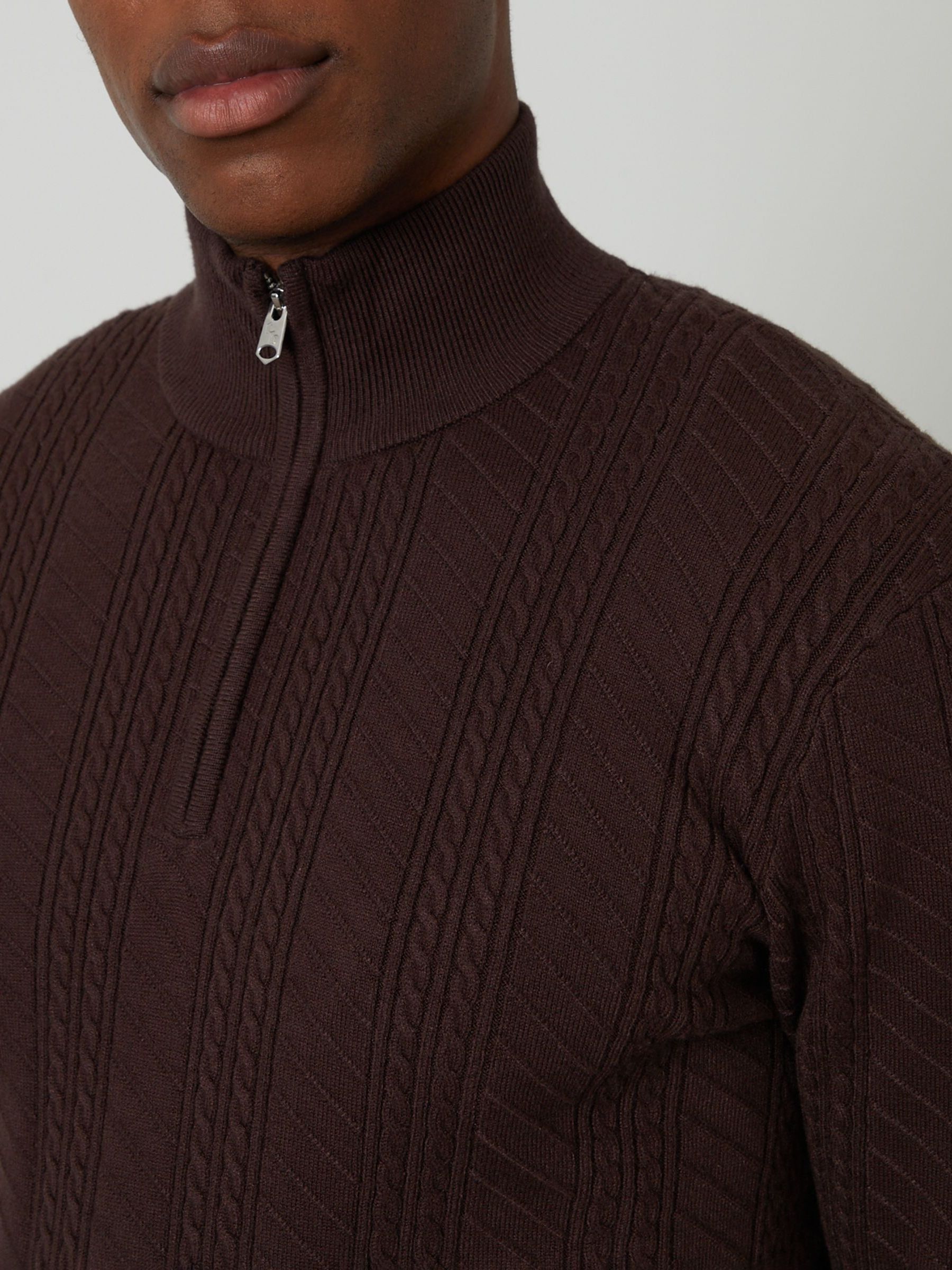 Buy Threadbare Brown Cable Knit Quarter Zip Jumper from Next USA