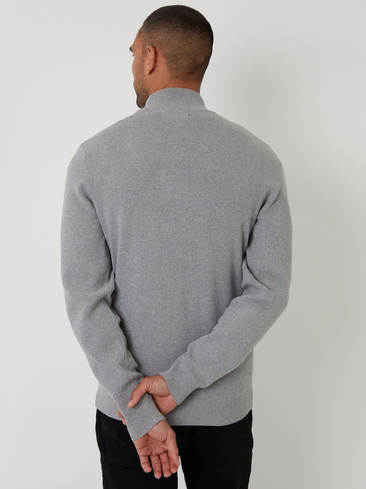 Threadbare Grey Knitted Zip Up Funnel Neck Cardigan - Image 2 of 4 Threadbare Grey Knitted Zip Up Funnel Neck Cardigan - Image 2 of 4