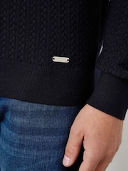 蓝色 - Threadbare 粗针织罗纹圆领套头毛衣 - 5的图像5｝