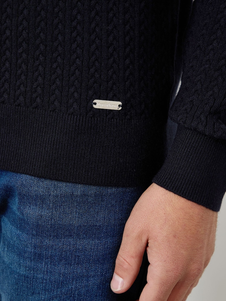 蓝色 - Threadbare 粗针织罗纹圆领套头毛衣 - 5的图像5｝