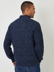 Threadbare Blue Mock T-Shirt Funnel Neck Cable Knit Jumper - Image 2 of 4