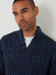 Threadbare Blue Mock T-Shirt Funnel Neck Cable Knit Jumper - Image 4 of 4