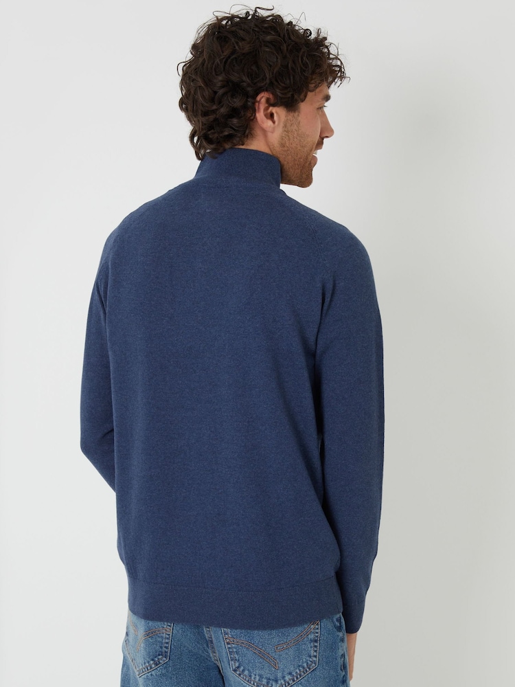 Threadbare Light blue Textured Knit Quarter Zip Jumper - Image 2 of 4 Threadbare Light blue Textured Knit Quarter Zip Jumper - Image 2 of 4