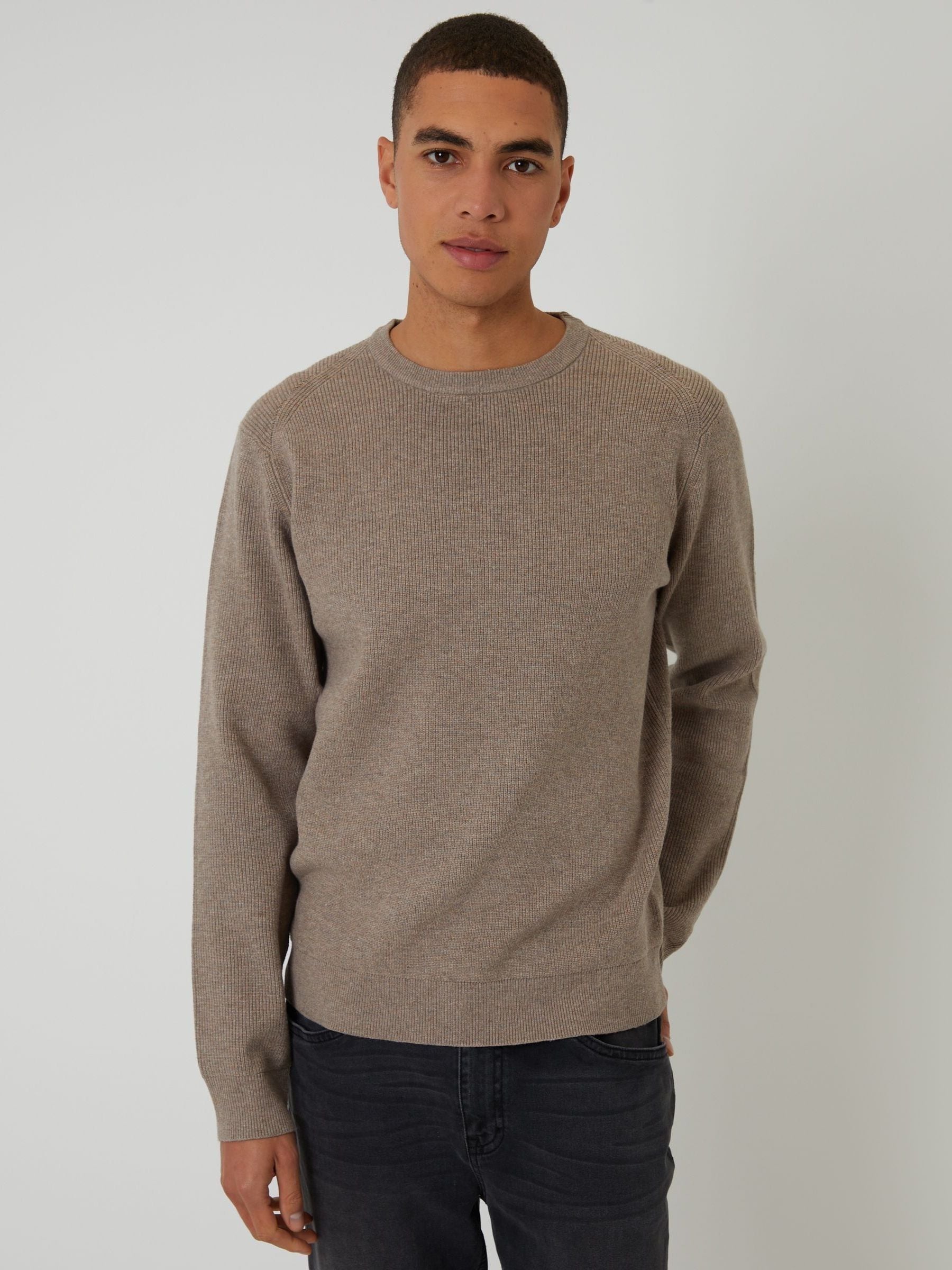 Buy Threadbare Brown Rib Knit Crew Neck Jumper from Next USA