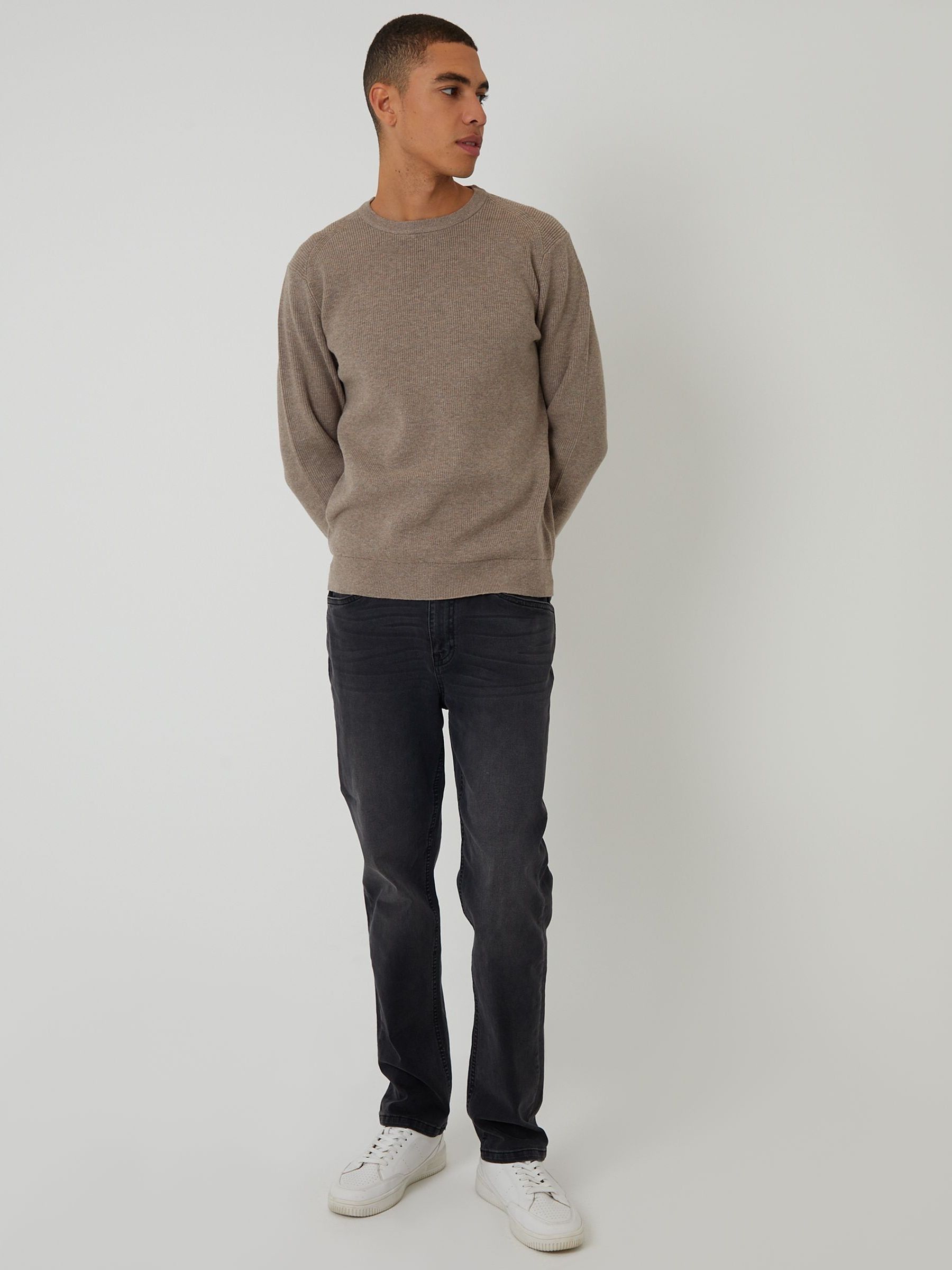 Buy Threadbare Brown Rib Knit Crew Neck Jumper from the Next UK online shop