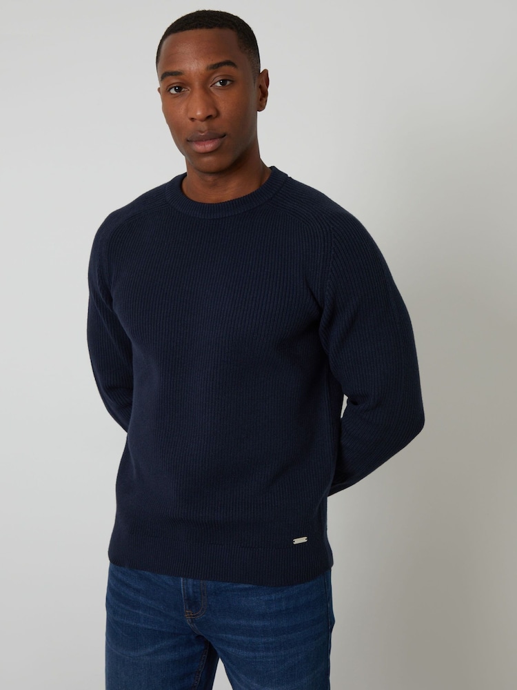Azul - Threadbare Saddle Sleeve Knitted Crew Neck Jumper - Imagem 1 de 4 Azul - Threadbare Saddle Sleeve Knitted Crew Neck Jumper - Imagem 1 de 4